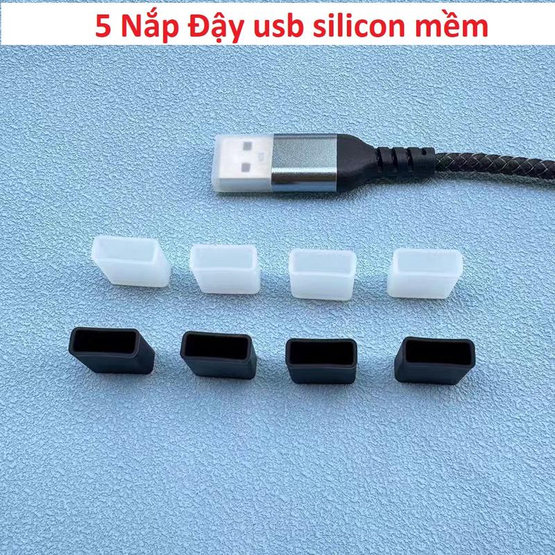 Set 5 Nắp Đậy Bảo Vệ Usb Hình Chữ U Bằng Silicon Mềm
