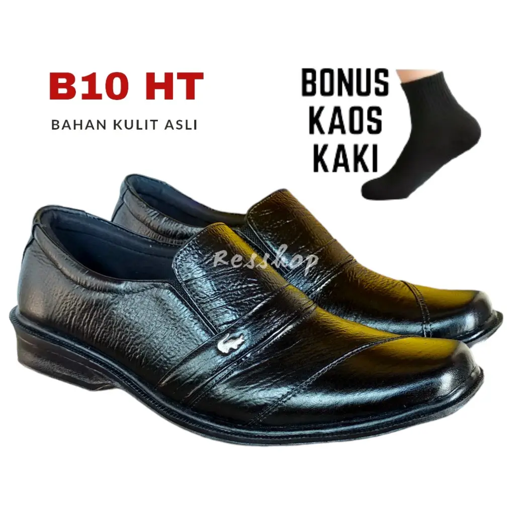 Pantofel - Sepatu Pantofel Pria Sepatu Slop Sepatu Formal Resmi Kerja Sepatu Crocodile Bahan Kulit Sapi Asli Warna Hitam Model Slop B10