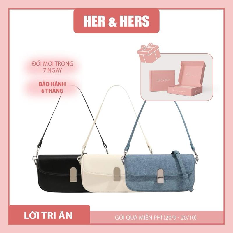 TẶNG HỘP TÚI GIẤY Túi xách nữ KATE BAG túi denim túi đeo vai túi đeo chéo chất liệu Da - HER & HERS