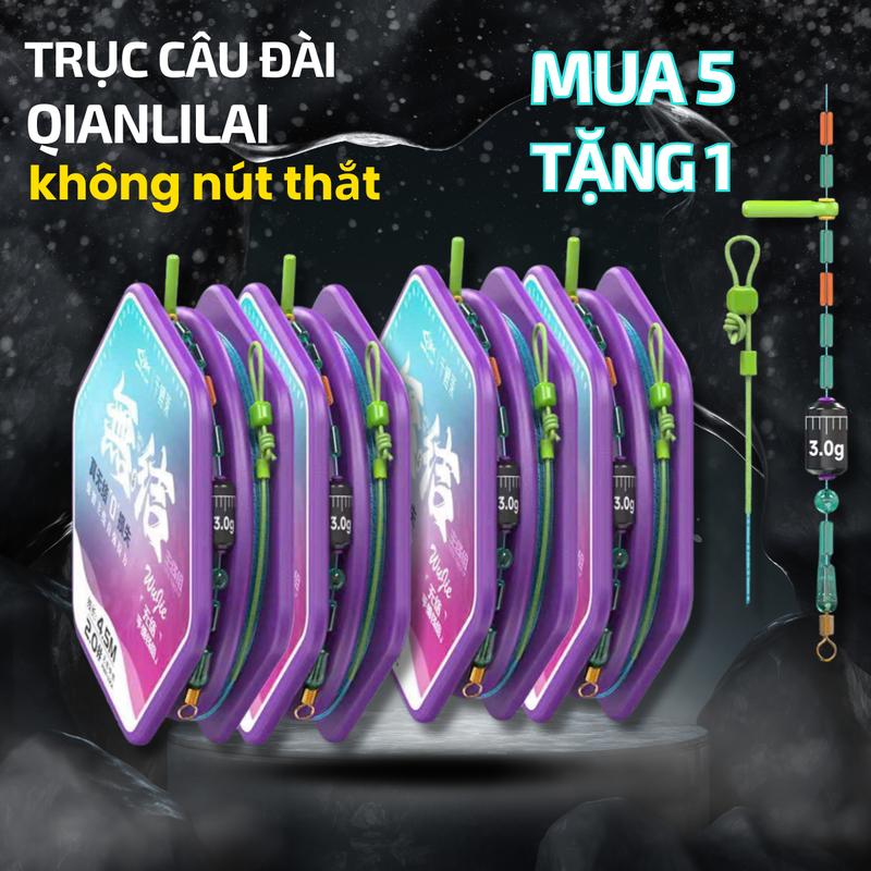  Trục câu đài không nút thắt dây trục tím buộc sẵn câu đài câu cá 
