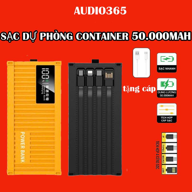  Pin dự phòng 50.000MAH container kèm dây sạc nhanh 4 đầu sạc nhanh PD 120W - Bảo hành 6 tháng 
