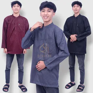 QUHAFAH- baju koko pria dewasa muslim AS SIDIK bahan katun embos premium
