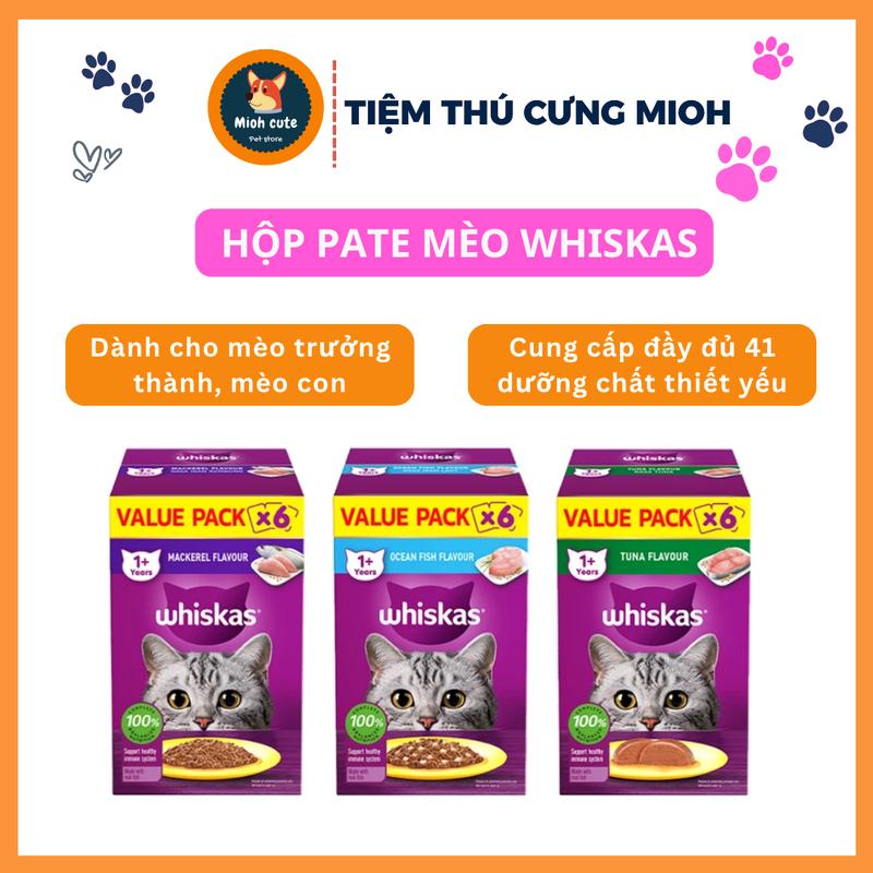 Hộp 6 Gói Pate Whiskas cho mèo con, mèo trưởng thành