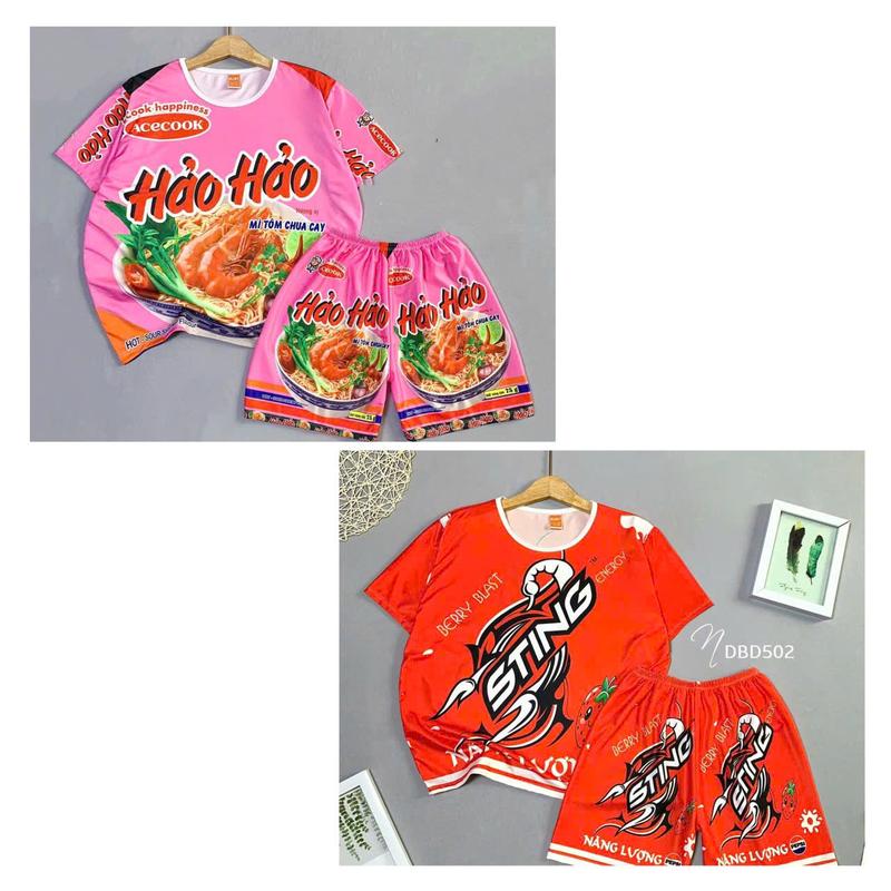 An An - Bộ Mẫu Mỳ Hảo Hảo Quần Đùi Tay Ngắn Cho Cha Mẹ Bé Từ 7kg Đến 85kg Hoạ Tiết Hoạt Hình Dễ Thương Chất Thun Mềm Mịn Mát