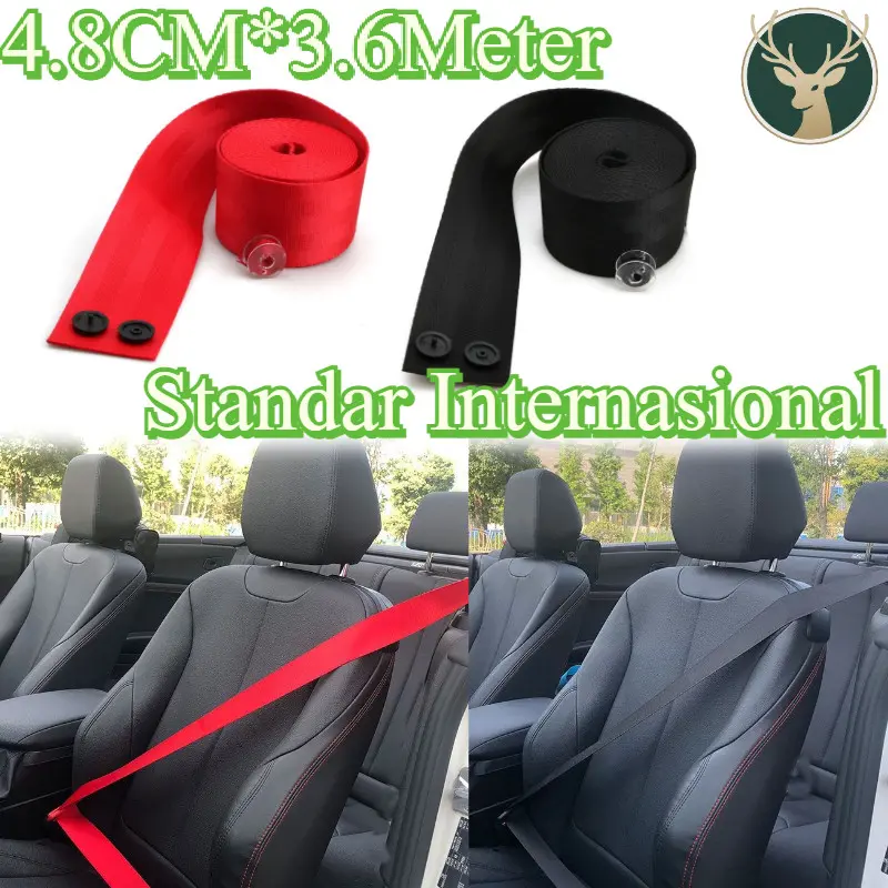 4.8CM*3.6Meter Universal Seat Belt Mobil / Safety Seat Belt/ Safety Belt/ Car Seat Belt Thicken/ Safety Seat Belt Warna Sabuk/ Sabuk Pengaman Mobil/ Multifungsi Safety Belt Universal Tali Seatbelt Mobil Thicken Webbing Fabric Aman & Tahan Lama
