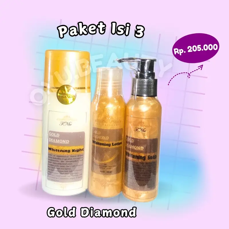 [FNBE] Paket Gold Diamond isi 3 (Hb Siang Gold+ Hb Malam Gold+ Sabun Badan Gold) 0
