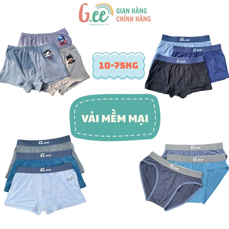 Quần Lót Bé Trai Gee, Set 3 Quần Sịp Đùi Trẻ Em, Quần Chip Vải Sợi Sồi Modal Mềm Mịn, Thấm Hút, Kháng Khuẩn