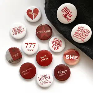 [READY] Cherry Red Girly Theme Pin Button Aesthetic Minimal Beli 3 Pcs