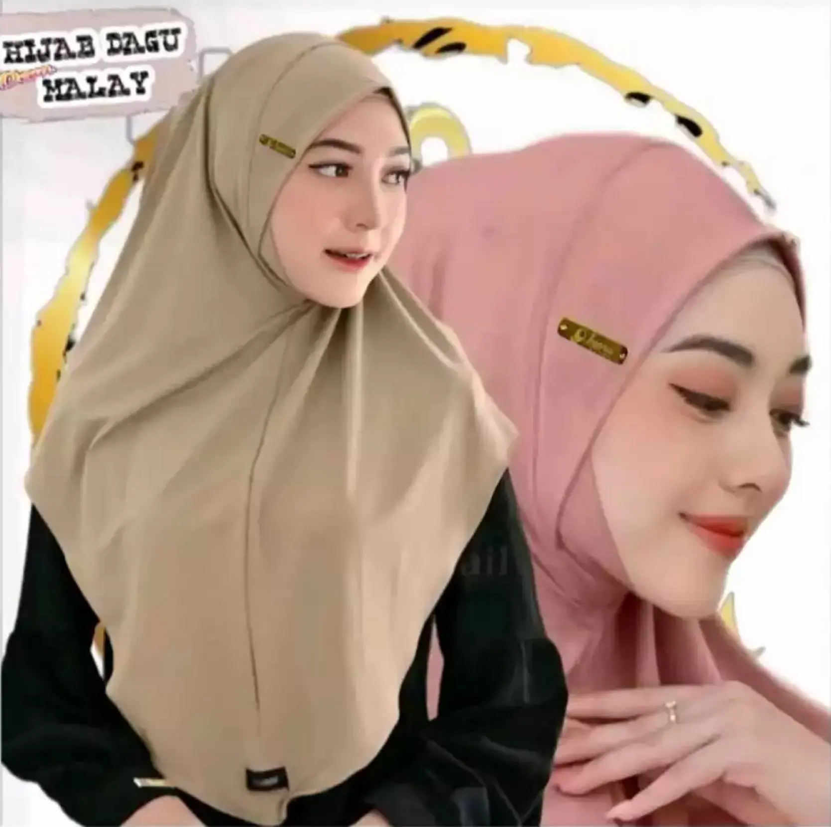 ( isi 7 pcs ) bergo dagu malay akrilik  non pet hijab dagu malay terbaru size m fath instan
