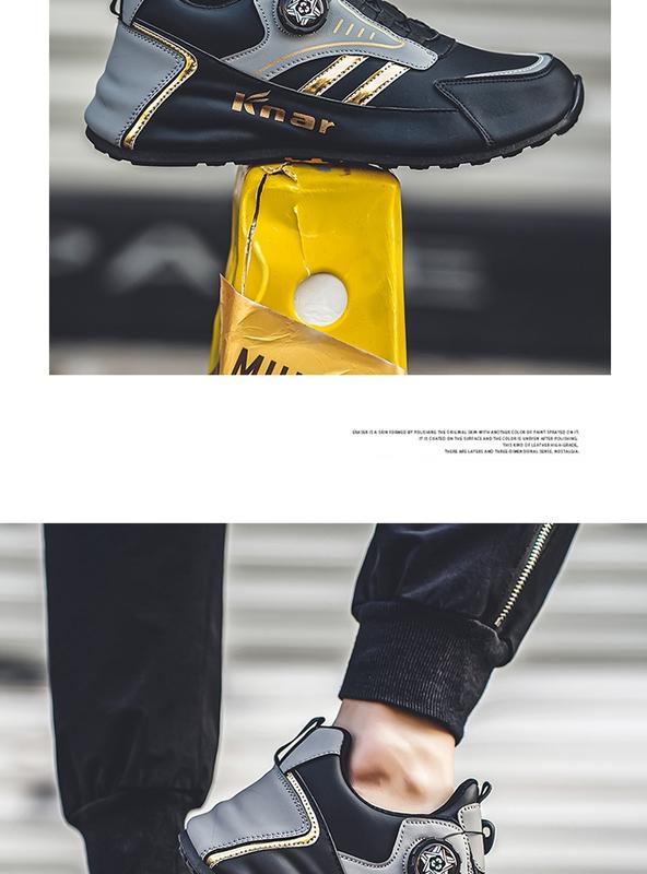 Product Introduction of Rotating button shoes men's sneakers men's shoes spring and autumn leather waterproof non-slip casual shoes fashionable shoes all-matching travel shoes Closed Runner Trainers Footwear Training Running Walking Shoes 18