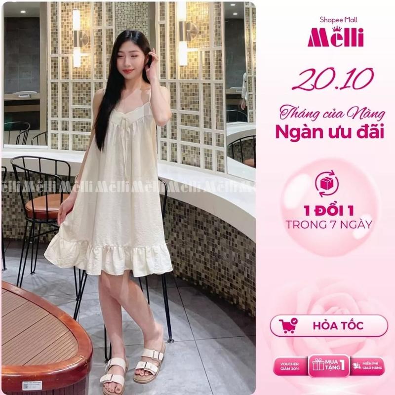 [ V29 ] Váy 2 dây nữ mặc nhà chất cotton cao cấp, Váy babydoll phong cách Hàn Quốc dễ thương