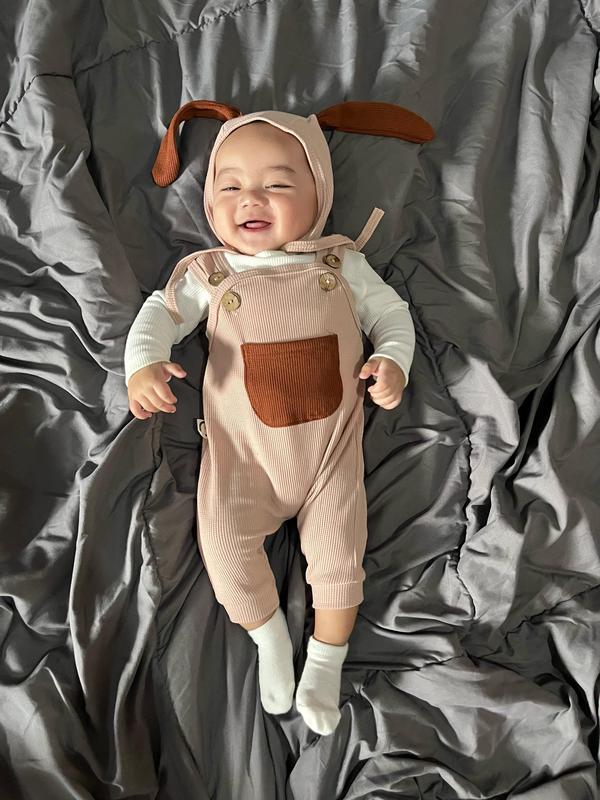 Mioubaby Overall Pocket Top Turtleneck Broken White / overall bayi / jumper bayi / jumpsuit bayi / playsuit bayi / romper anak / hadiah lahiran / baju anak perempuan / baju anak / waffle knit / baju anak / jumper anak / jumper bayi / jumpsuit bayi Newborn 7