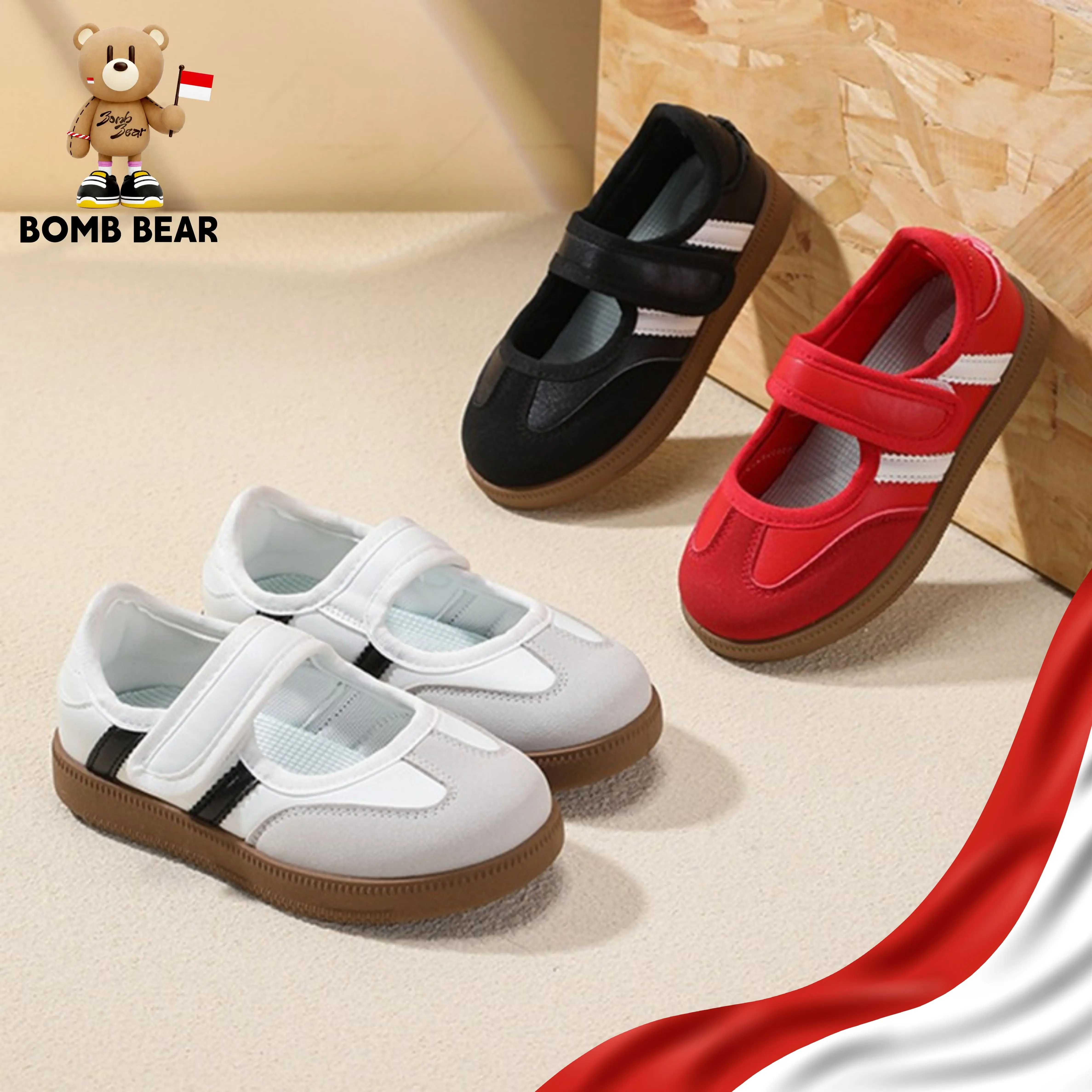 GUNCANG 8.8 BOMBBEAR ~6202~ Promo Spesial Merdeka Sepatu Sekolah Anak Sporty Fashion Sneakers Kulit Sintetis Premium, Kualitas Nyaman Lentur Ringan Desain Ergonomis untuk Aktivitas Aktif Si Kecil!
