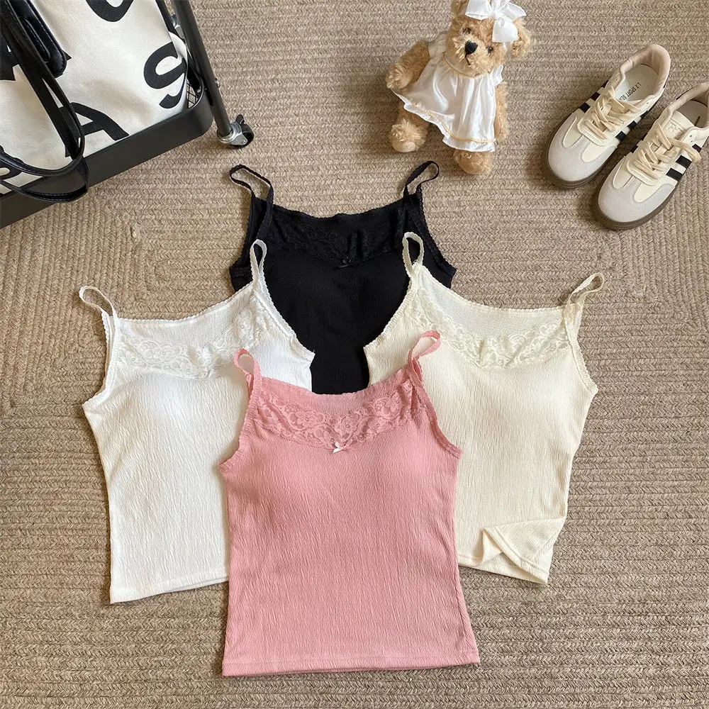 Spring and summer new style wrinkled fabric back strapless suspender with chest cushion, inner and outer vest, sleeveless base, women's top