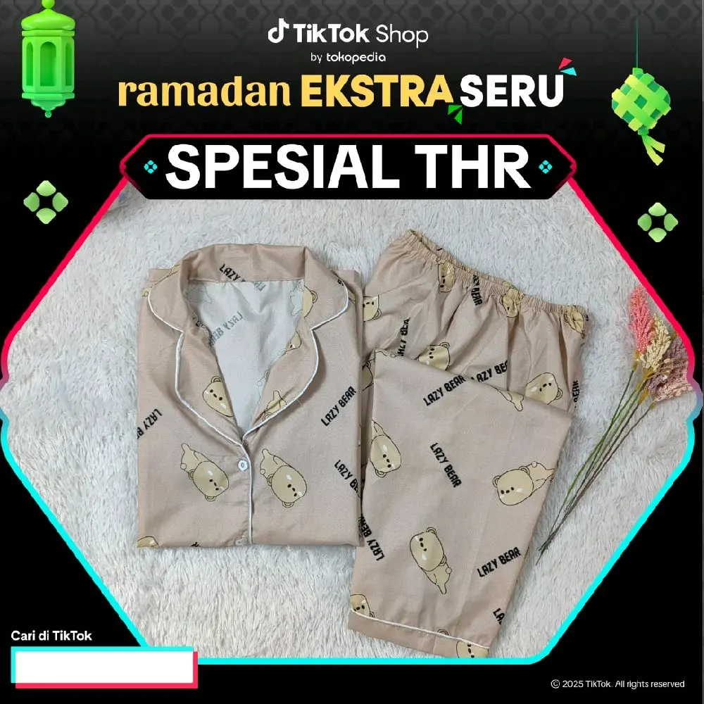 BAJU TIDUR WANITA / PIYAMA WANITA DEWASA LD 110 CM LENGAN PENDEK, MOTIF KARAKTER, BUNGA DAN ABSTRAK Bunga