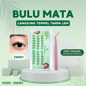 《 LANGSUNG TEMPEL 》 VENNELASH Bulu Mata Premium ZM001 Free Pinset Eyelash Extension | Bulumata Make Up Mata Cantik Serat Kapas | Bulu Mata Ringan di Mata , Lembut dan Nyaman. Nyaman di mata