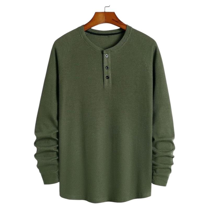 Product Introduction of KAUS KANCING WAFFLE LENGAN PANJANG PRIA MODEREN TERBARU Baju Hitam 11