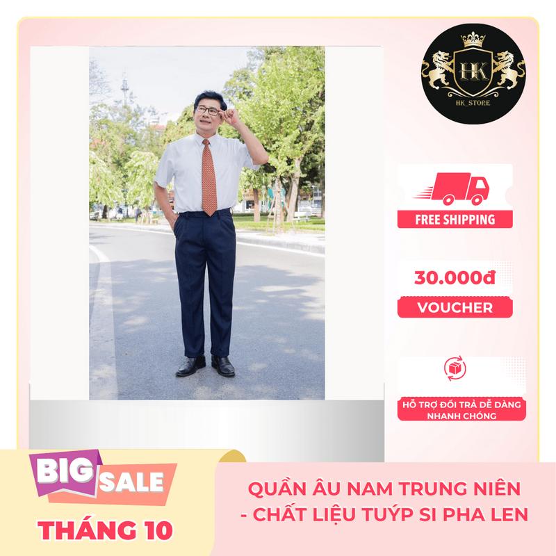 Quần Âu Nam Trung Niên Vải Tuýt Sị Pha Len Cao Cấp Chống Nhăn Cực Tốt Menswear Cotton