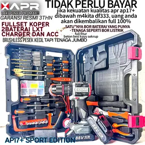 APR JAPAN AP17+ bor cordless13mm brushless mesin bor baterai drill impact keyless BERGARANSI Torsi