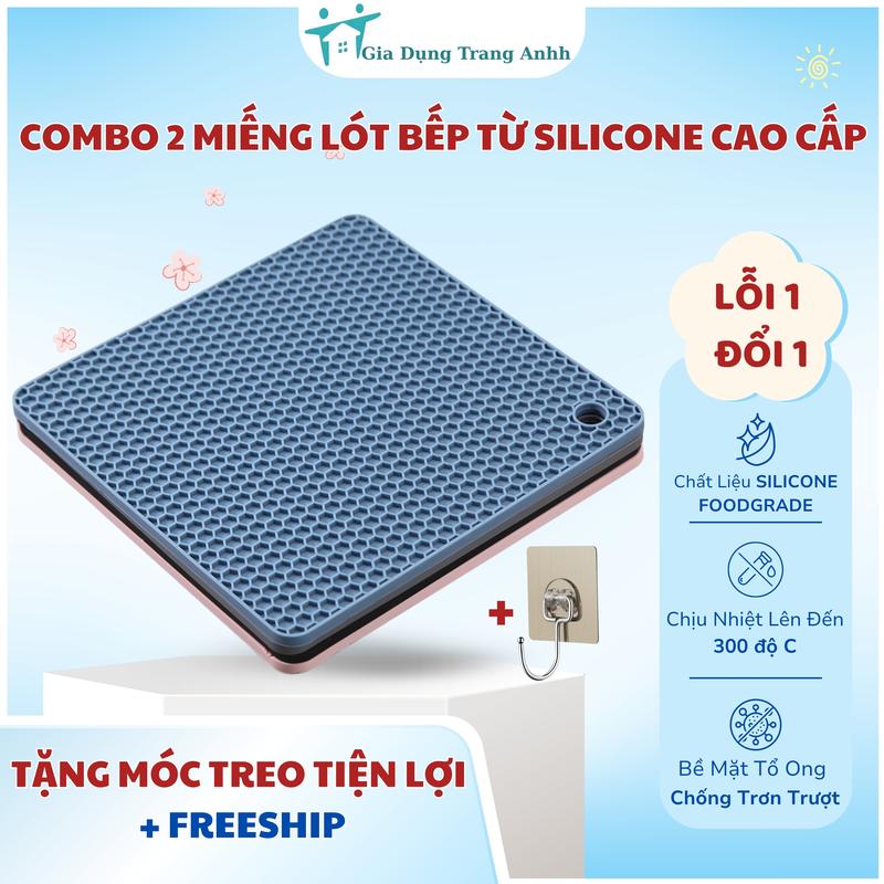 COMBO 2 Miếng Lót Bếp Từ SILICONE Cách Nhiệt Cao Cấp Tấm Lót Chống Xước Bảo Vệ Bếp - Chịu Nhiệt Lên Tới 300 Độ C Dễ Dàng Vệ Sinh