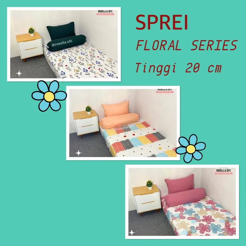 Sprei Bunga Cantik Katun Single Bed 160x200 King Queen 120x200 90x200 100x200 0