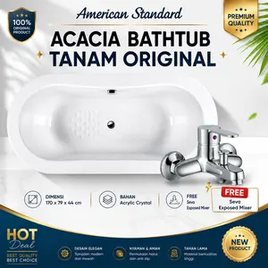 american Standard Acacia bathtub Drop in 170 cm Premium spek Hotel comp set include Kran Seva
