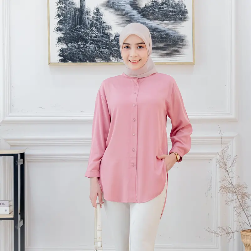 Talita Simple Blouse Atasan Wanita Lengan 7/8 Bahan Rayon Twill Ukuran M-XXL LD 120cm 1