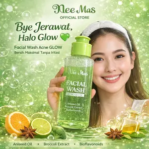 Nee Mas Facial Wash Acne Glow dengan Minyak Anise Brokoli & Bioflavonoids untuk Membersihkan Pori dan Mengontrol Minyak