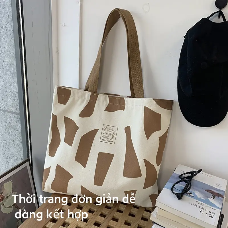 Túi Vải Bố, Dung Lượng Lớn, Tote Đi Lại, Thích Hợp Đi Làm, Đeo Một Bên Vai, Dễ Phối Đồ, Túi Sinh Viên Nghệ Thuật Chữ Nhật Nữ Đeo Vai Bag Hình Chữ Nhật 6