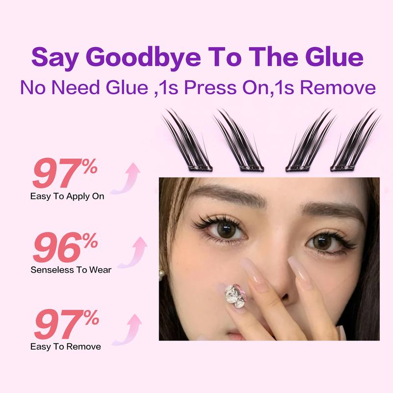 Product Introduction of [No Need Glue]Find Love Fox Eye NO.2 Pre-Bond Technology  No Glue Needed  DIY Eyelash  1-Step Press On Lashes Self Adhesive Reusable Natural Segmented  Long Lasting DIY Lash gluefree lashes Self-Adhesive C Curl Lashes 34