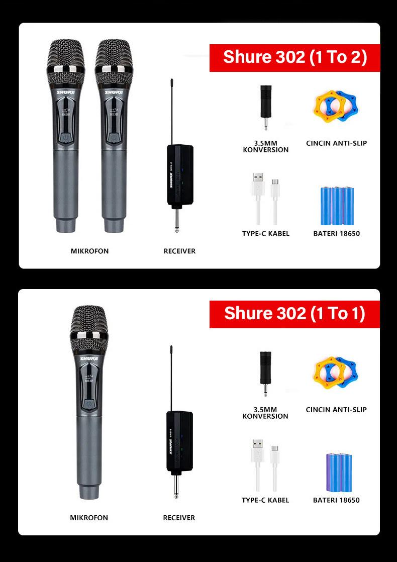 Product Introduction of SHURE-302 Mikrofon Nirkabel Karaoke Profesional Mikrofon Nirkabel Mikrofon Ganda Murah 20