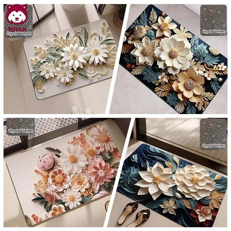 TOYAR - READY ! 3D Motif Bunga Keset/ Kaki Kamar Mandi / Keset 3D /Kotak Anti Slip Keset /Kamar Mandi Keset Lantai Menyerap Air /Anti Slip Tidak Berbau Menyerap Air