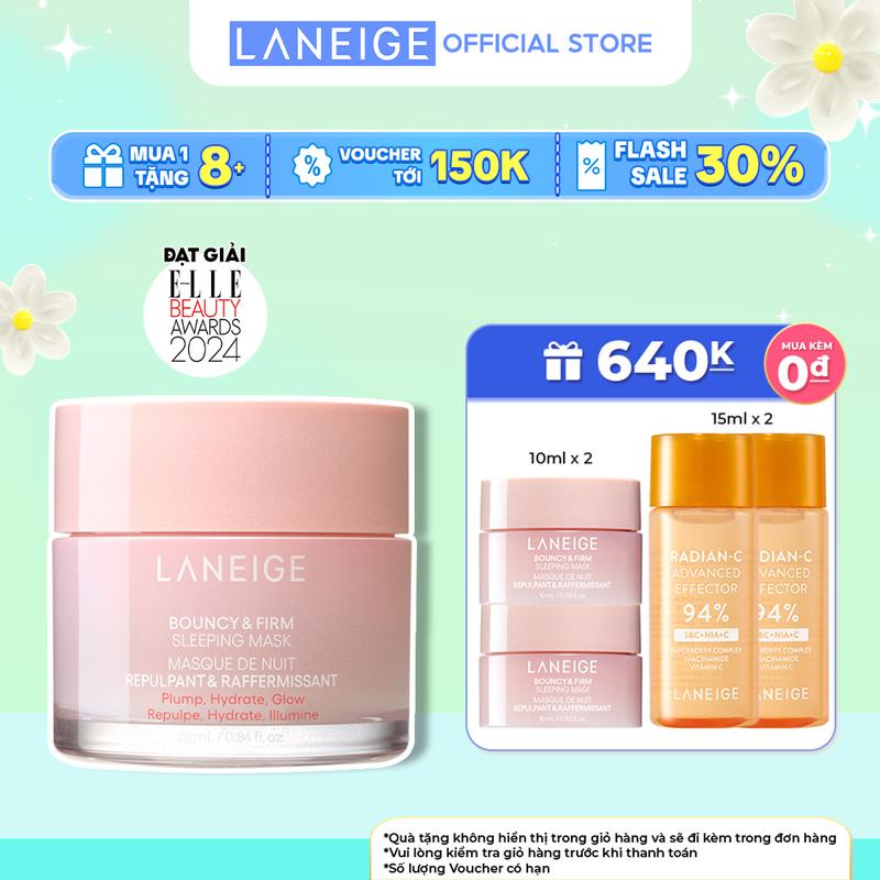 Mặt Nạ Ngủ Laneige Bouncy & Firm Sleeping Mask 25ml tăng cường collagen và làm săn chắc da Skincare Dưỡng Da Mặt Dưỡng Ẩm Da Làm Đẹp Da