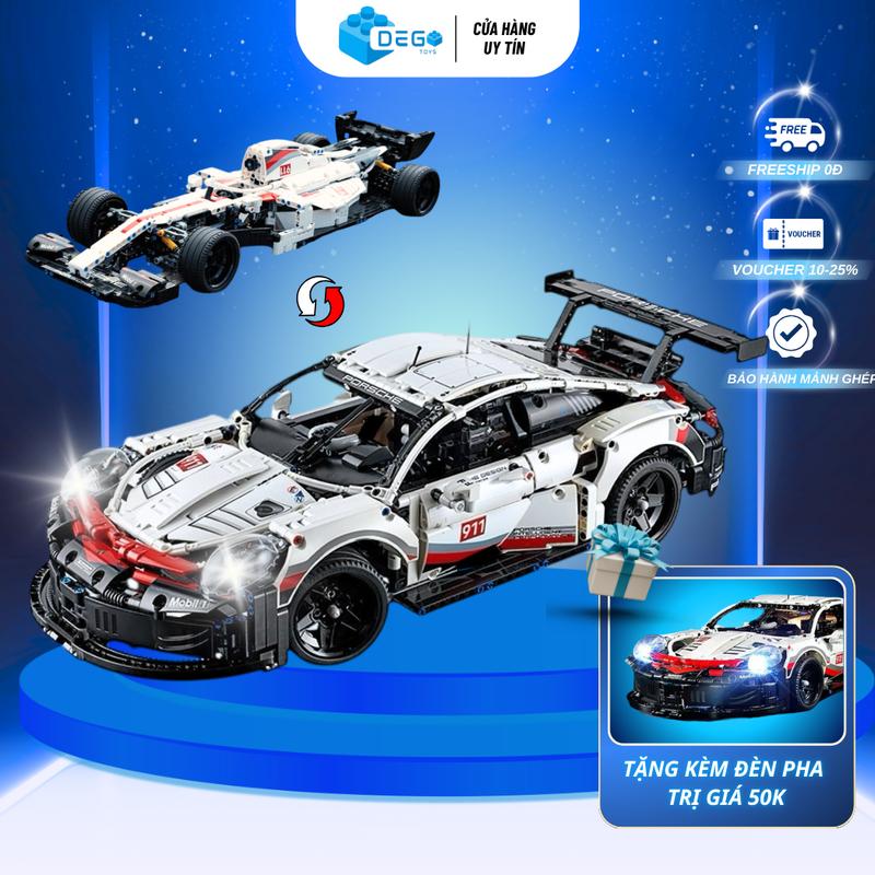 [ TẶNG ĐÈN TRỊ GIÁ 50K ] Mô hình lắp ráp Siêu xe đua P 911 tỉ lệ 1:10. Đồ chơi lắp ráp siêu xe thể thao 911 - AutospeedBrick Bộ Lắp Ráp Toy Tháo Lắp Xếp Hình