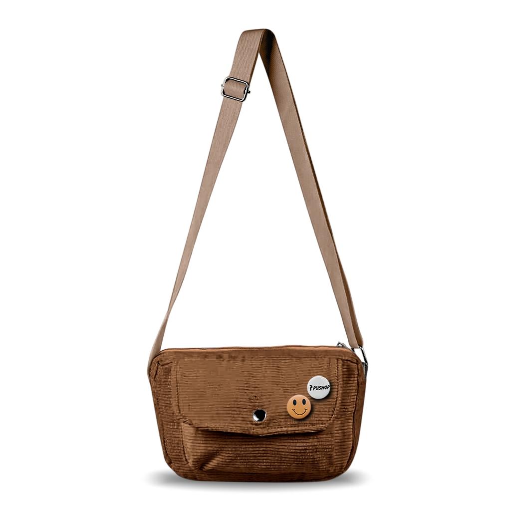 PUSHOP PAKET KOMBO HEMAT Tas Selempang Pria Wanita - Beli 1 Dapat 2 Tas selempang Slingbag Casual Paket Canvas Corduroy Hitam PUSHOP PAKET KOMBO HEMAT Tas Selempang Pria Wanita - Beli 1 Dapat 2 Tas selempang Slingbag Casual Paket Canvas Corduroy Hitam