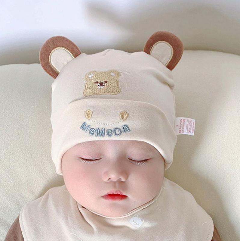 Mũ Trẻ Sơ Sinh Thiết Kế Hình Gấu Dễ Thương, Chất Liệu Cotton Mềm Mại Thoải Mái, Thích Hợp Cho Bé Trai Và Bé Gái Trẻ Sơ Sinh, Mũ Len 0