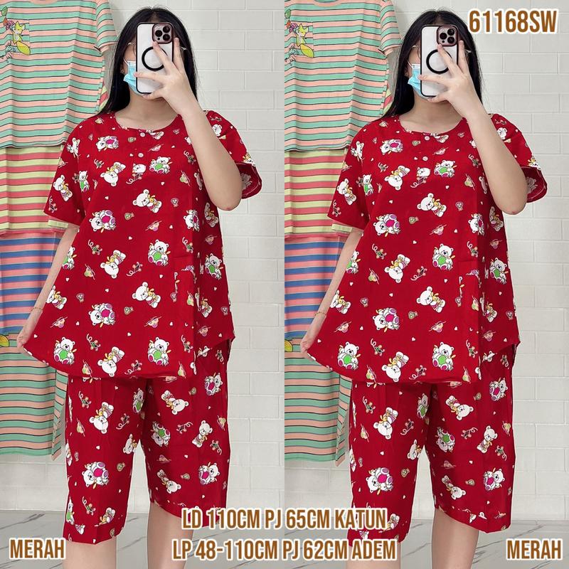 Baju Tidur Merlin BD Celana 3/4 Dewasa Setelan Katun Motif karakter  - Bahan Katun Premium 3