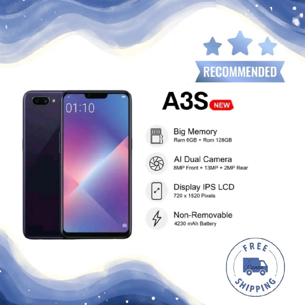 BARU A3S TERMURAH DI LIVE BERGARANSI 12 BULAN HP MURAH Handphone Bluetooth Layar Led