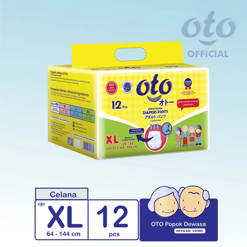 OTO Popok Dewasa model Celana Adult Diapers PANTS uk M 20 / L 16 / XL 12 pcs 2