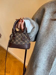 Bolsa mini concha elegante, bolso de mano portátil de PU, bolsa cruzada de hombro de estilo alto vintage geométrico, bolso para el traslado diario de mujeres