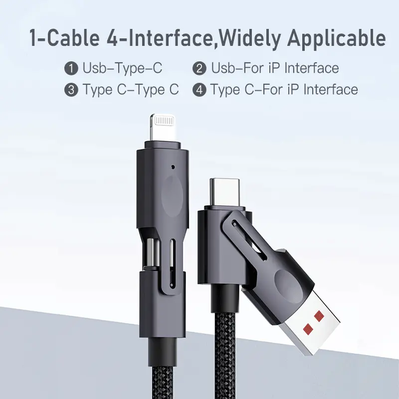 Orashare OC05 4 IN 1 Kabel Pengisian Cepat PD 27W Tipe C 65W Kabel Data Multi-fungsi untuk iP Android 2