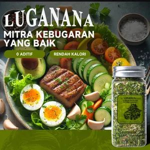 【New】LUGANANA 2PCS Peterseli Bawang Putih Garam Steak Sayuran Rebus Bumbu Majemuk Garam Laut Merica Hitam Bubuk Bawang Putih Peterseli Cincang Garam Rendah | New Flavors: Chili, Kunyit, Serai