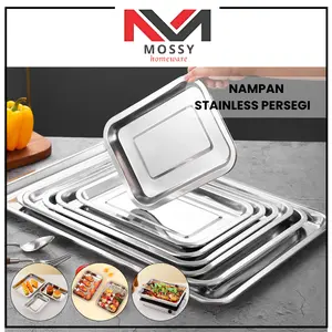MOSSY Nampan Stainless Persegi Tebal 0.8mm / Nampan Peniris Minyak / Baking Tray Stainless  / Nampan Baki Saji Tatakan Stainless Kotak Anti Karat