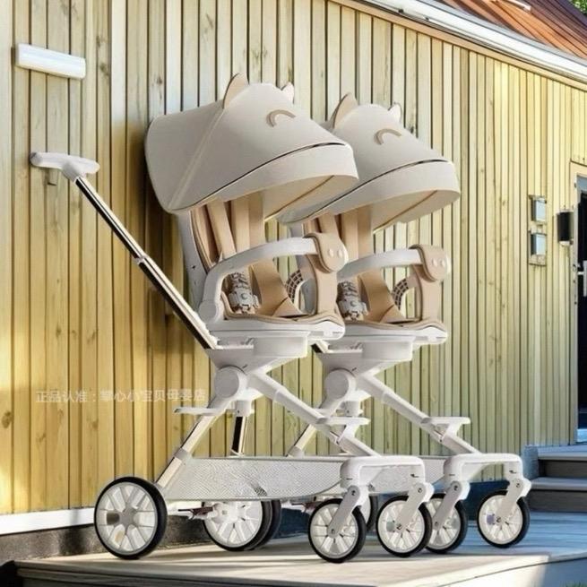 Xe đẩy đôi cho bé gấp gọn nhẹ siêu tiện lợi . Dòng xe đẩy đôi ghép đa năng Vali Vali Beige Có thể gập lại Voi