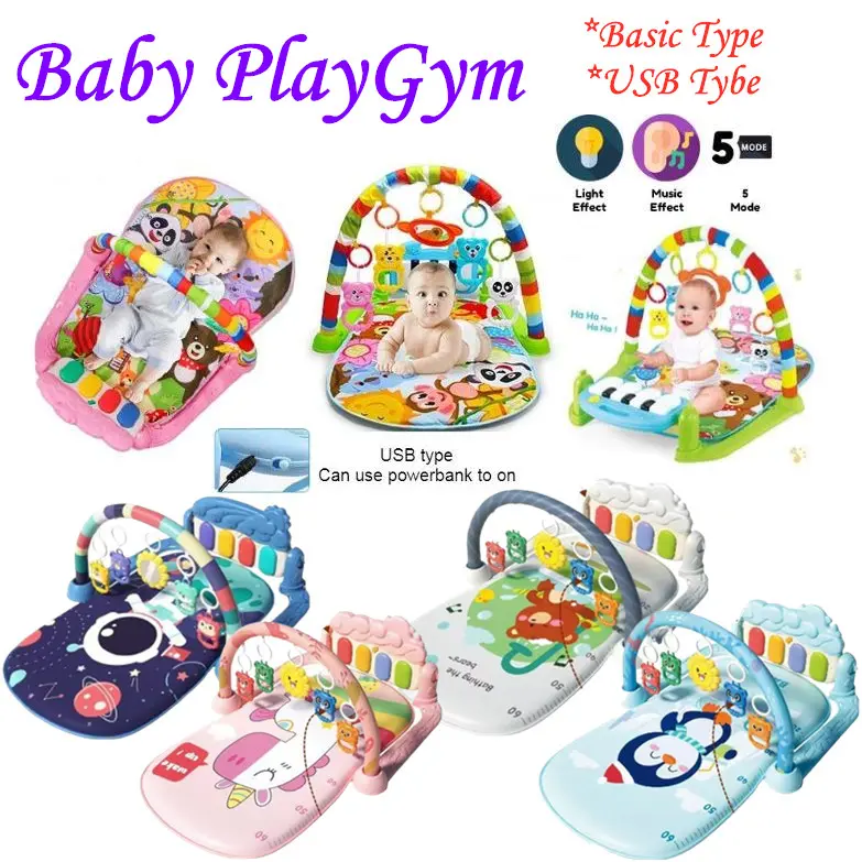 **READY STOCK**USB Type/ Basic Type Premium Quality Baby Toys Colourful Musical Play Gym Playgym Play Mat Playmat
