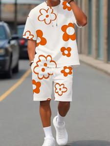 メンズカジュアル2点セット 半袖Tシャツ＆ショーツ 夏に快適 普段使いに最適 おしゃれで合わせやすい、セットアップ