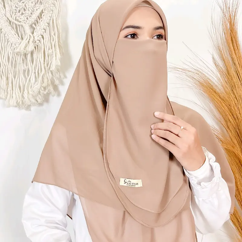 Niqob Cadar Tali Ceruty Babydoll 2Layer Wachijab/Cadar Wanita Muslimah Kerudung 2