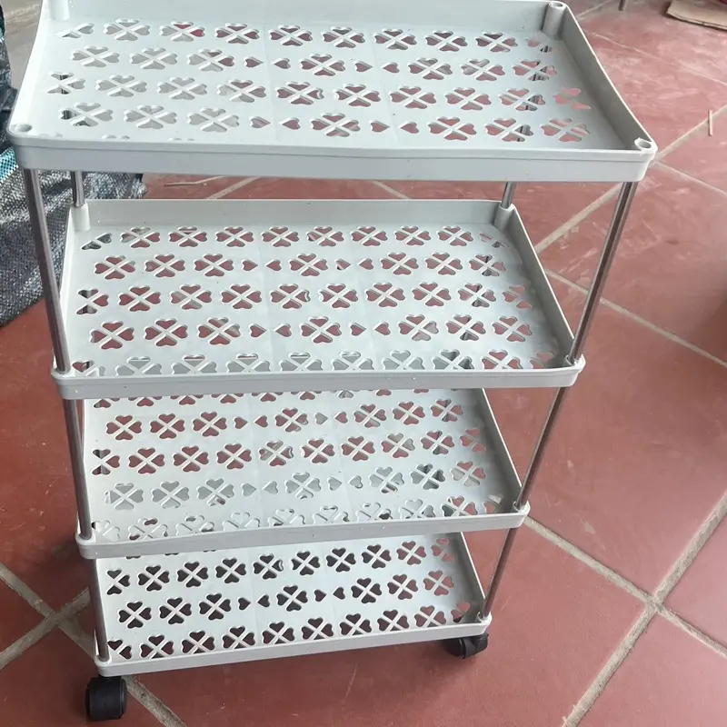 Kệ đựng đồ đa năng 4 tầng có bánh xe đẩy chuyên dụng cho spa, phòng tắm, bếp chất liệu inox cao cấp Kitchen Nhà Bếp