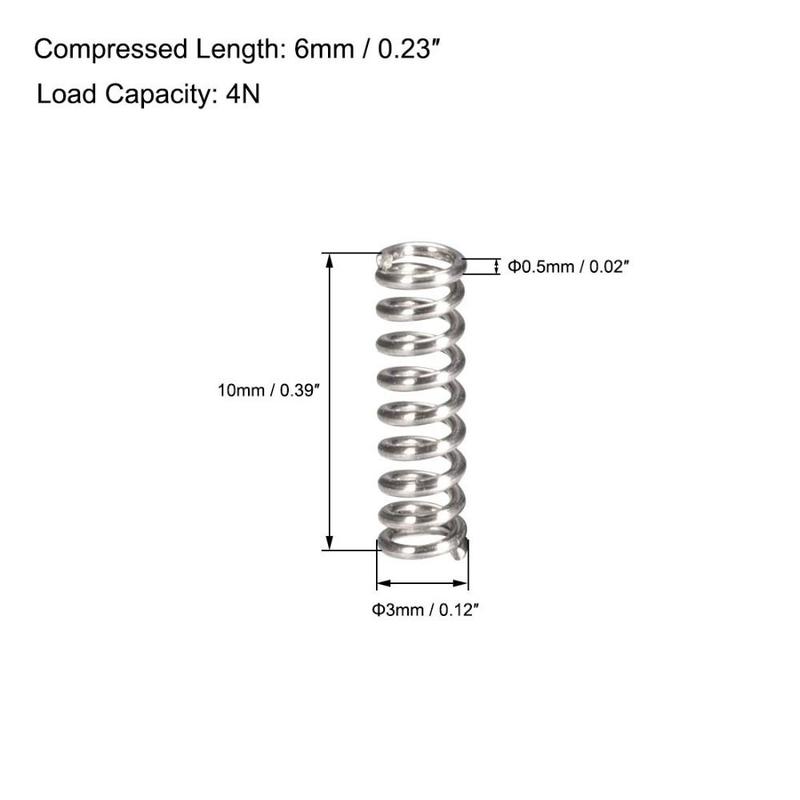Lò xo thép lò xo, 10 cái, đường kính 3mm, hữu ích, màu đen, kích thước dây 0,5mm, lò xo hồi phục nén, thích hợp để sửa chữa cửa hàng và gia đình 2