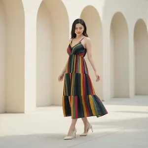 Olivia Midi Dress Wanita Kekinian Rayon Motif Terbaru - Devaira x Mutia